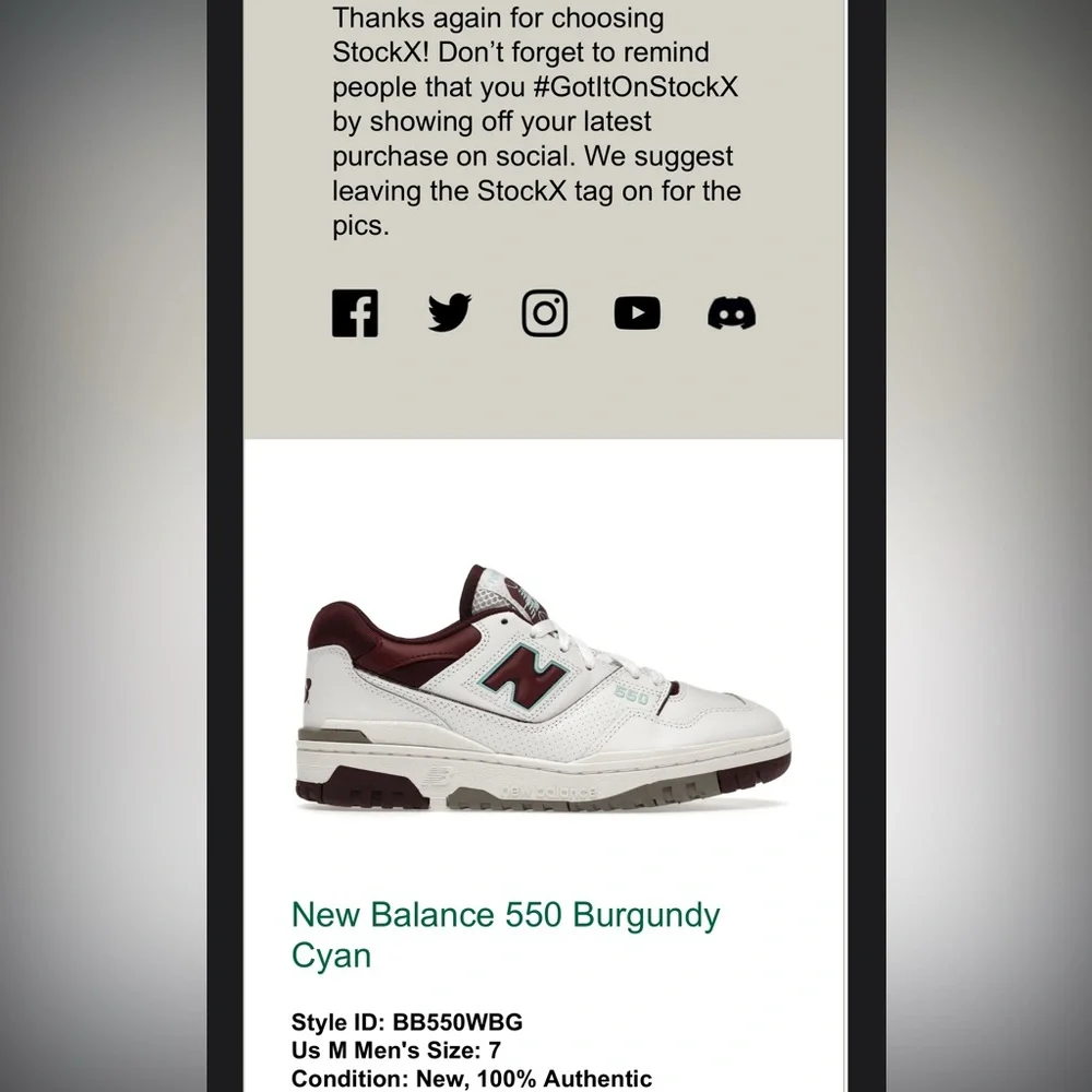 New Balance 550 Burgundy Cyan - Picture 5 of 5